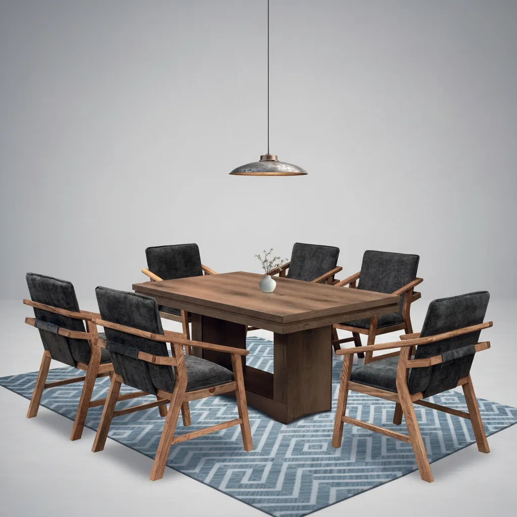 Mesa Praga Roble Con 6 Sillas