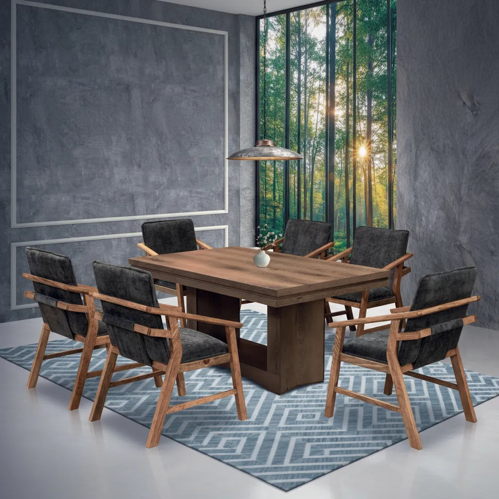 Mesa Praga Roble Con 6 Sillas